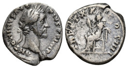 Antoninus Pius, as Augustus (AD 138-161). AR denarius (17mm, 3 g). Rome, AD 155-156. ANTONINVS AVG PIVS P P IMP II, laureate head of Antoninus Pius ri...