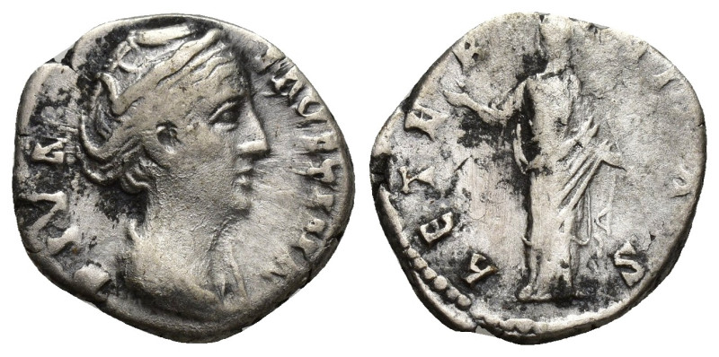 Diva Faustina Senior AR Denarius. (17mm, 3.2 g) Rome, AD DIVA FAVSTINA, draped b...