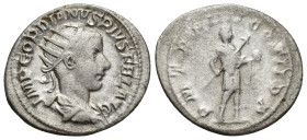 Gordian III AR Antoninianus. (23mm, 3.6 g) Rome, AD 241-243. IMP GORDIANVS PIVS FEL AVG, radiate, draped and cuirassed bust of Gordian III to right / ...
