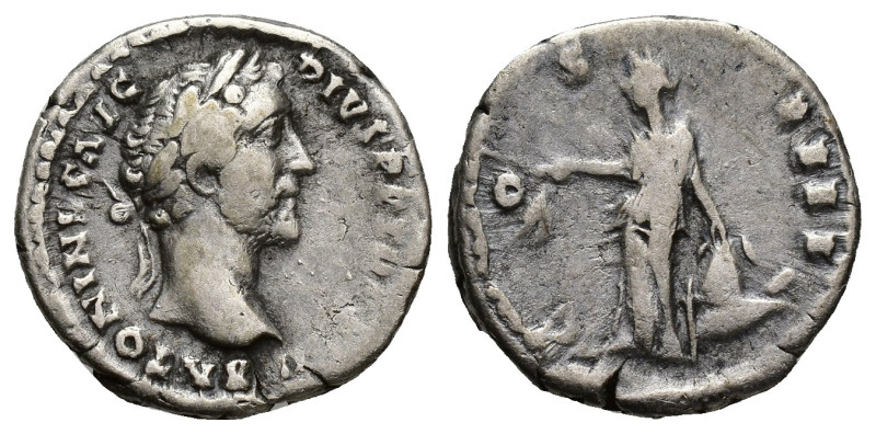 ANTONINUS PIUS (138-161) AR denarius, (17mm, 3.3 g) Rome, AD 154-155. Obv: ANTON...