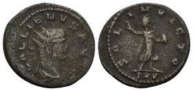 Gallienus AD 253-268. Antioch Antoninianus Billon (21mm, 4 g). GALLIENVS AVG, radiate, cuirassed and draped bust right / SOL INVICTO/ PXV, Sol standin...