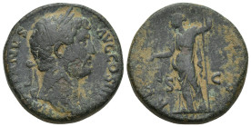 HADRIAN (117-138). Sestertius. (29mm, 25.7 g) Rome. Obv: HADRIANVS AVG COS III P P. Bare head right. Rev: AEQVITAS AVG / S - C. Aequitas standing left...