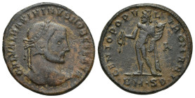 MAXIMINUS II, as Caesar. 305-308 AD. Æ Follis (27mm, 9.6 g). Serdica mint. Struck 305/6 AD. GAL VAL MAXIMINVS NOB CAESAR, laureate head right / GENIO ...