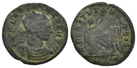 Aurelian, 270-275. Antoninianus (Bronze, 21mm, 3.8 g), IMP AVRELIANVS AVG Radiate and cuirassed bust of Aurelian to right. Rev. RESTITVTOR ORBIS / Vic...