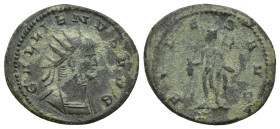 Gallienus, 253-268. Antoninianus (Billon, 21mm, 3.1 g), Antiochia, 266-267. GALLIENVS AVG Radiate and cuirassed bust of Gallienus to right. Rev. FIDES...