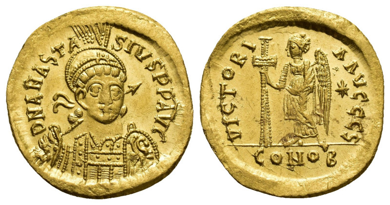 Anastasius I AV Solidus. (20.5mm, 4.6 g) Constantinople, AD 492-507. D N ANASTAS...