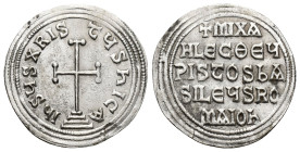 Michael II 820-809, Milianarese, (23mm, 2.3 g) Obv: Cross potent set on three steps "IhSUS XRISTUS NICA" Rev: "+MIXA/HL PISZOS / MEGAS BA/SILEWS RO/MA...
