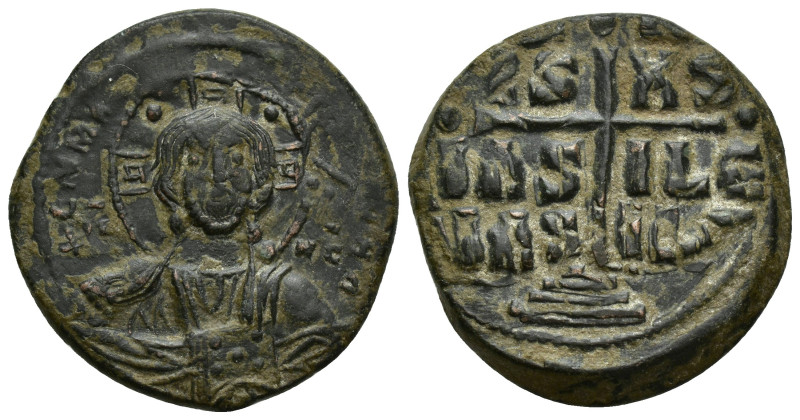 Romanus III Argyrus. 1028-1034. Æ follis (anonymous). (29mm 14.4 g) Bust of Chri...