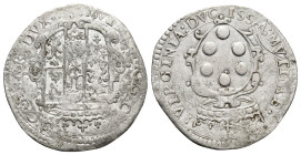 ITALY. Modena. Cesare d´Este and Virginia de Medici (1598-1615). 6 Bolognini. (26mm, 2.8 g) Obv: CAESAR DVX MVTINAE REG. Coat of arms of Este-Modena. ...