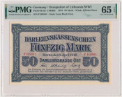 Kowno, 50 Mark 1918 - F - PMG 65 EPQ 2-ga nota