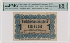 Posen, 1 Ruble 1916 - short clause (P3c) - PMG 65 EPQ 2-ga nota