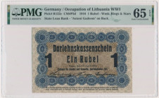 Posen, 1 Ruble 1916 - short clause (P3d) - PMG 65 EPQ 2-ga nota
