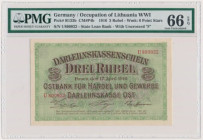 Posen, 3 Rubles 1916 - U - short clause - PMG 66 EPQ 2-ga nota