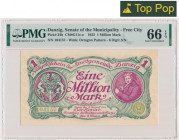 Danzig, 1 milion Mark 08 August 1923 - 6 digital serial number with ❊ not rotated - PMG 66 EPQ MAX