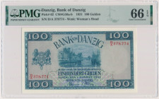 Danzig, 100 Gulden 1931 D/A - PMG 66 EPQ - RARE 2-ga nota
