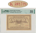 20 marek 1919 - K - PMG 35 - rzadka seria z przecinkiem
