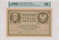 1.000 marek 1919 - bez oznaczenia serii - PMG 63 - RZADKIE I PIĘKNE