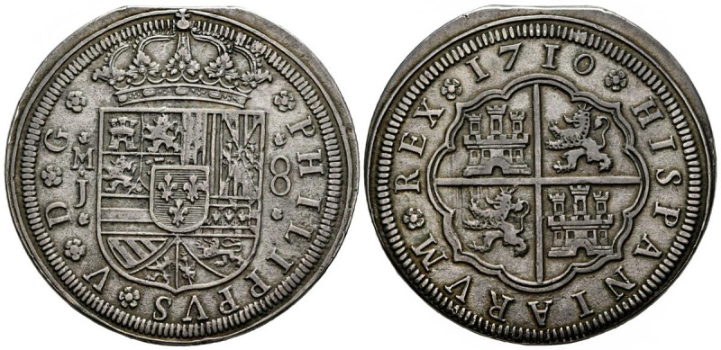 FELIPE V (1700-1746). 8 Reales. (Ar. 27,58g/42mm). 1710. Madrid J. (Cal-2019-133...
