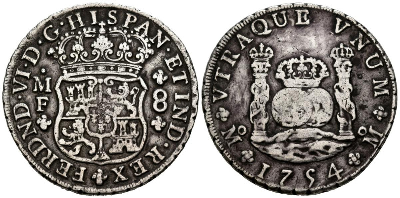 FERNANDO VI (1746-1759). 8 Reales. (Ar. 26,57g/40mm). 1754. México MF. (Cal-2019...