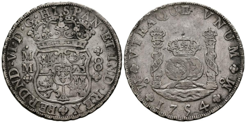 FERNANDO VI (1746-1759). 8 Reales. (Ar. 26,82g/39mm). 1754. México MM/MF. (Cal-2...