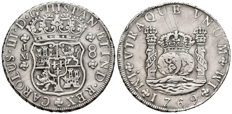 CARLOS III (1759-1788). 8 Reales. (Ar. 26,77g/39mm). 1769. Lima JM. (Cal-2019-10...