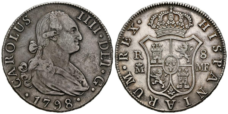 CARLOS IV (1788-1808). 8 Reales. (Ar. 27,13g/39mm). 1798. Madrid MF. (Cal-2019-9...