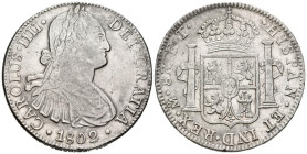 CARLOS IV (1788-1808). 8 Reales. (Ar. 26,91g/39mm). 1802. México FT. (Cal-2019-975). MBC.