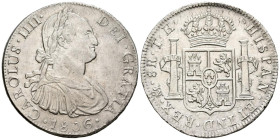 CARLOS IV (1788-1808). 8 Reales. (Ar. 27,09g/40mm). 1806. México TH. (Cal-2019-984). EBC/EBC+. Restos de brillo original. Precioso ejemplar, escaso as...