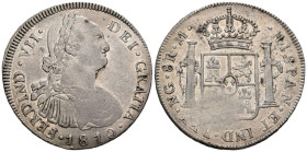 FERNANDO VII (18080-1833). 8 Reales. (Ar. 26,91g/40mm). 1810. Guatemala M. (Cal-2019-1222). Busto de Carlos IV. MBC+/EBC-. Vanos de acuñación. Precios...
