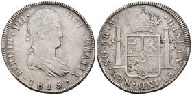 FERNANDO VII (18080-1833). 8 Reales. (Ar. 26,90g/40mm). 1815. Guatemala M. (Cal-2019-1228). MBC+/EBC-. Vanos de acuñación en reverso. Restos de brillo...