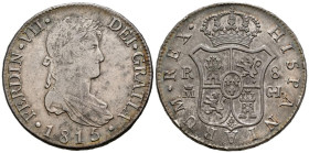 FERNANDO VII (18080-1833). 8 Reales. (Ar. 26,93g/39mm). 1815. Madrid GJ. (Cal-2019-1269). MBC/MBC+. Pátina oscura.