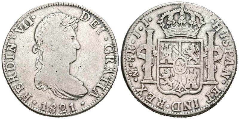 FERNANDO VII (1808-1833). 8 Reales. (Ar. 26,75g/40mm). 1821. México JJ. (Cal-201...