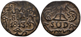 FERNANDO VII (1808-1833). 8 Reales (Ae. 19,24g/34mm). 1813. Morelos. (Cal-2019-1343). Con adornos. MBC+. Acuñación insurgente.