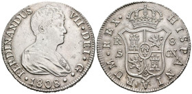 FERNANDO VII (1808-1833). 8 Reales. (Ar. 26,85g/41mm). 1808. Sevilla CN. (Cal-2019-1411). Busto desnudo. EBC-/EBC. Acuñación floja en anverso típica d...