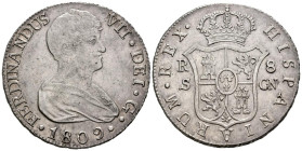 FERNANDO VII (1808-1833). 8 Reales. (Ar. 27,15g/40mm). 1809. Sevilla CN. (Cal-2019-1412). Busto desnudo. EBC. Acuñación floja en anverso típica de est...