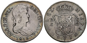 FERNANDO VII (1808-1833). 8 Reales. (Ar. 27,07g/39mm). 1816. Sevilla CJ. (Cal-2019-1417). Busto laureado. MBC-.
