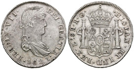 FERNANDO VII (1808-1833). 8 Reales. (Ar. 26,51g/39mm). 1821. Zacatecas RG. (Cal-2019-1465). EBC. Restos de brillo original.