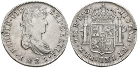 FERNANDO VII (1808-1833). 8 Reales. (Ar. 27,26g/40mm). 1821. Zacatecas RG. (Cal-2019-1465). MBC+. Defecto en el canto.