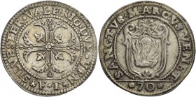 Silvestro Valier doge CIX, 1694-1700. Mezzo scudo della croce, AR 15,55 g. SILVESTER VALERIO DVX VEN Croce ornata e fogliata, accantonata da quattro f...
