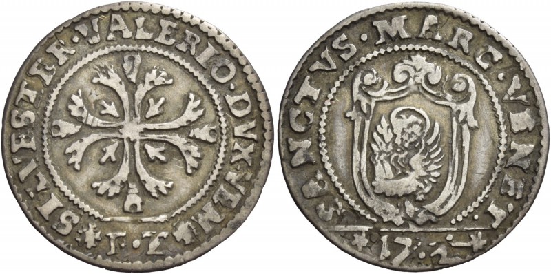 Silvestro Valier doge CIX, 1694-1700. Ottavo di scudo della croce, AR 3,50 g. SI...