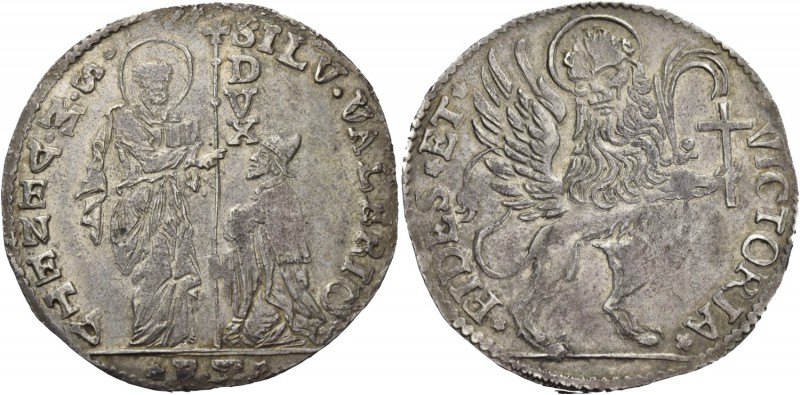 Silvestro Valier doge CIX, 1694-1700. Leone per il Levante, AR 26,79 g. SILV VAL...