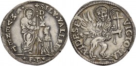 Silvestro Valier doge CIX, 1694-1700. Quarto di leone per il Levante, AR 6,08 g. SILV VALERIO – S M VENET S. Marco nimbato, stante a s., benedice il d...