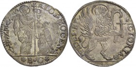 Alvise II Mocenigo doge CX, 1700-1709. Leone per il Levante, AR 26,35 g. ALOY MOCEN – S M VENETV S. Marco nimbato, stante a s., benedice il doge genuf...