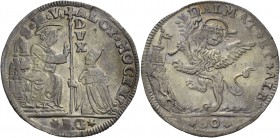 Alvise II Mocenigo doge CX, 1700-1709. Leone da 80 soldi per la Dalmazia e Albania, AR 11,48 g. S M V – ALOY MOCENI S. Marco nimbato, seduto in trono ...