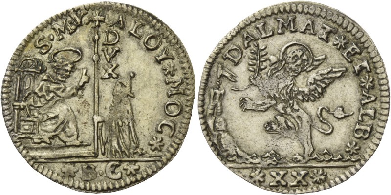 Alvise II Mocenigo doge CX, 1700-1709. Quarto di leone da 20 soldi per la Dalmaz...