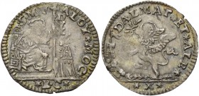 Alvise II Mocenigo doge CX, 1700-1709. Ottavo di leone da 10 soldi per la Dalmazia e Albania, AR 1,26 g. S M V – ALOY MOC S. Marco nimbato, seduto in ...
