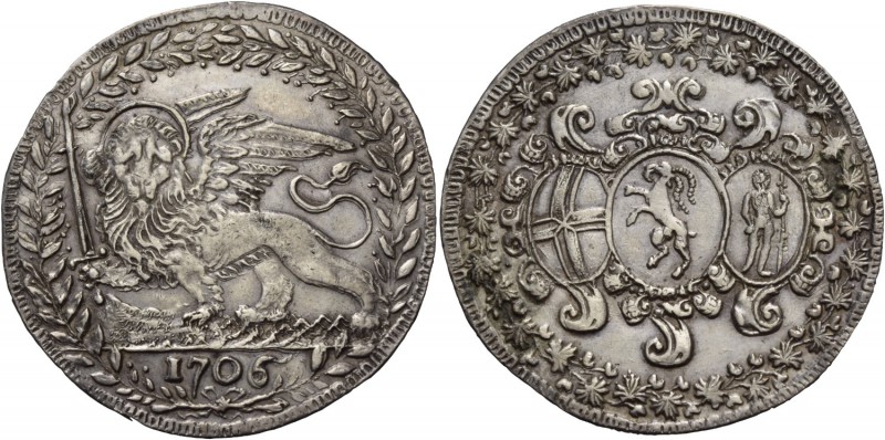 Alvise II Mocenigo doge CX, 1700-1709. Medaglia da un filippo per l’alleanza con...
