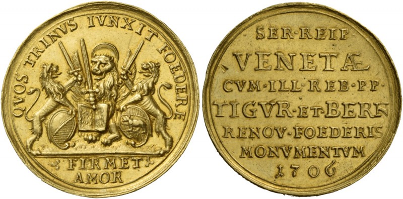 Alvise II Mocenigo doge CX, 1700-1709. Medaglia per l’alleanza con il cantone di...
