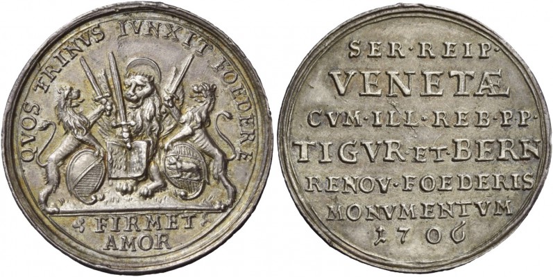 Alvise II Mocenigo doge CX, 1700-1709. Medaglia per l’alleanza con il cantone di...