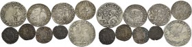 Alvise II Mocenigo doge CX, 1700-1709. Lotto di nove monete. Mezzo ducato. CNI 25. Paolucci 13. Quarto di ducato (2). CNI 29, 44. Paolucci 14. Liretta...